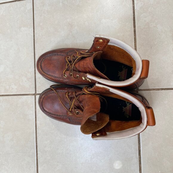 Thorogood ASTM Safety Steel Toe Wedge Sole Tobacco Color 6" Boot Size 8.5 US Men - Picture 2 of 10